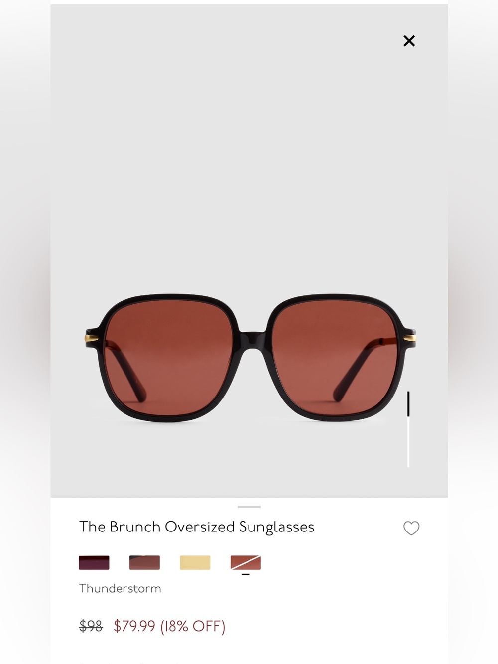 NWT Madewell The Brunch Oversized Sunglasses - Thunderstorm
